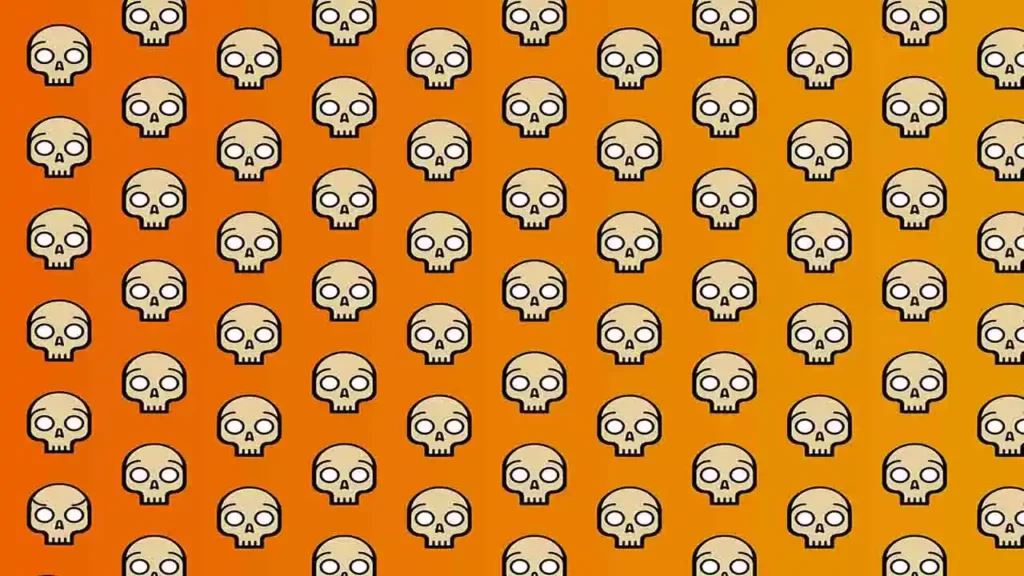 Optical illusion — find the odd skull hidden among identical skulls