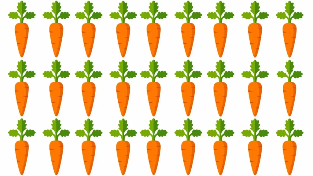 Find the Hidden Carrot Optical Illusion showing a carrot hidden among various objects in a detailed visual puzzle for a 15-second challenge.