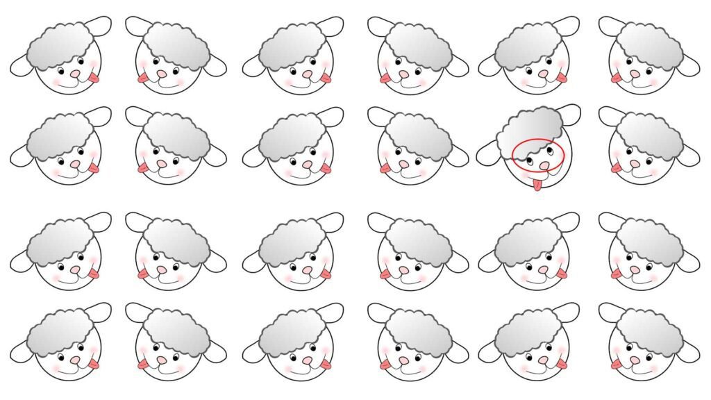 Sheep That Is Different solution. Optical Illusion