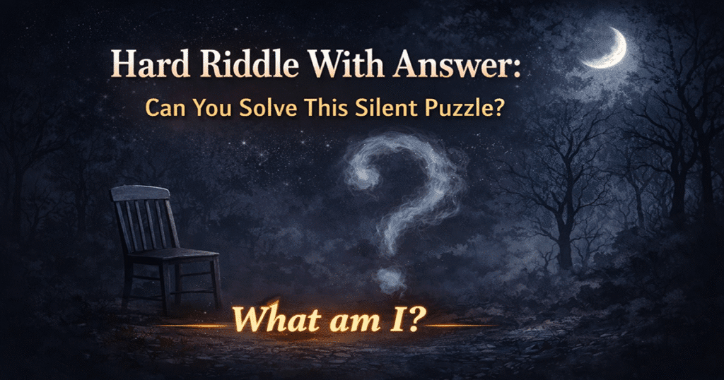 Hard riddle with answer about silence illustrated with a quiet dark background