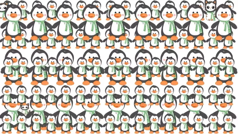 Optical Illusion For IQ Test: Can You find THREE CATS among the penguins