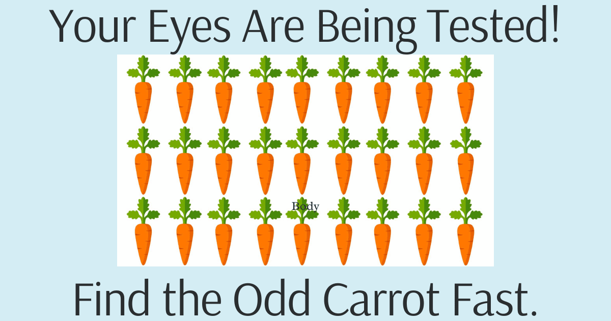 optical illusion, find the odd carrot, hidden object puzzle, brain teaser, visual challenge, observation test, 15 second puzzle, spot the difference