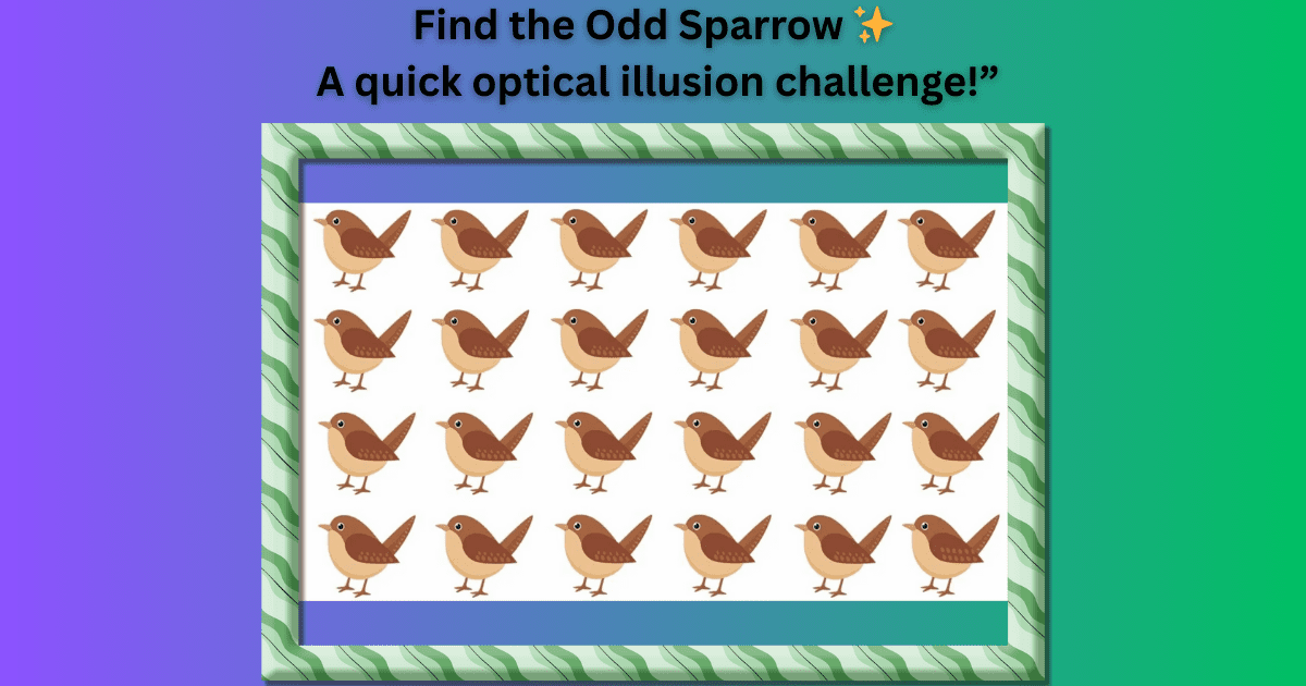 Find the Odd Sparrow ✨ A quick optical illusion challenge!”