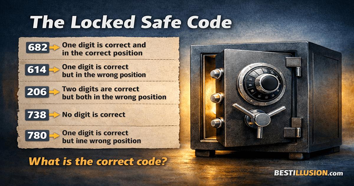 Locked safe code brain teaser with logical clues and solution