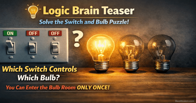 Three light switches and three light bulbs illustrating a logic brain teaser puzzle.