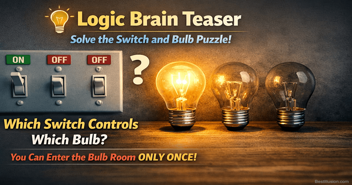 Three light switches and three light bulbs illustrating a logic brain teaser puzzle.