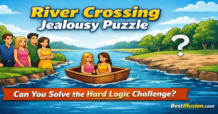 River Crossing Jealousy Puzzle showing three couples solving a logic challenge