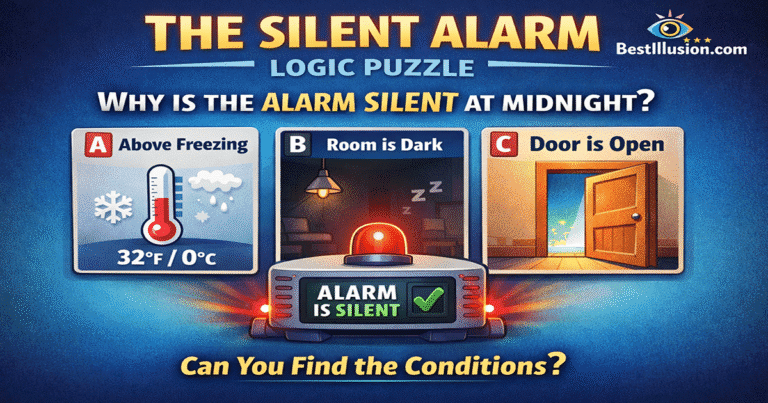Silent alarm logic puzzle with three sensors A B C illustration