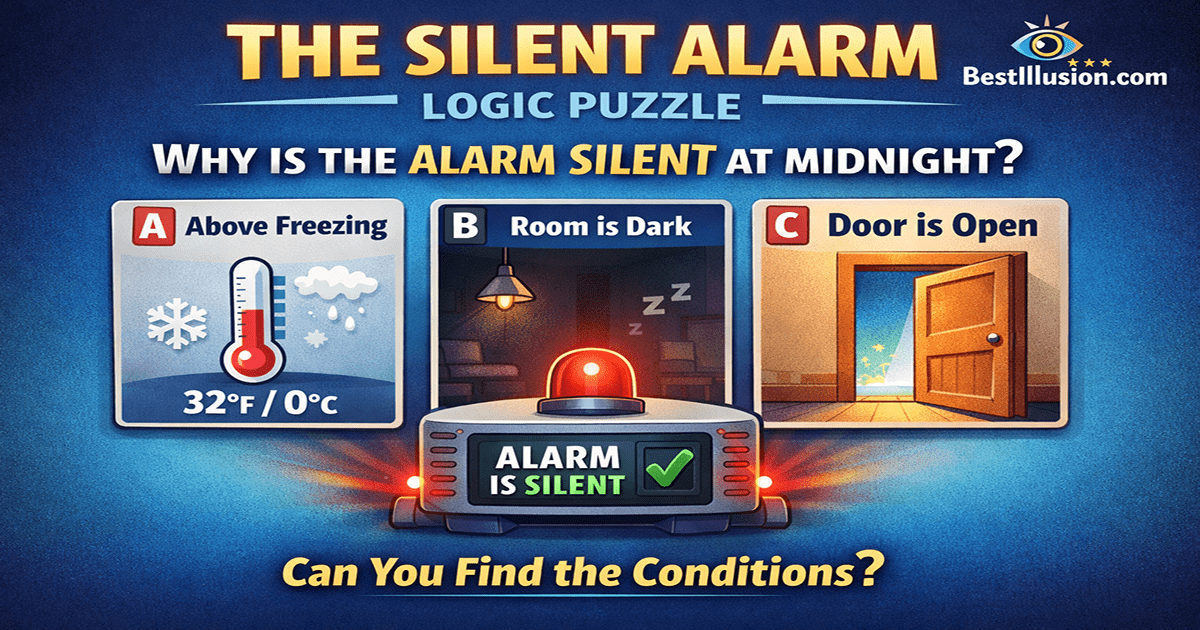 Silent alarm logic puzzle with three sensors A B C illustration