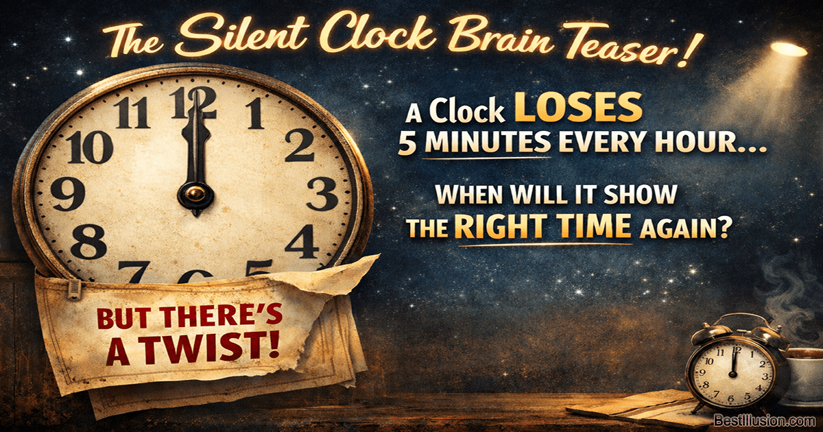 Silent clock brain teaser showing a slow clock losing time