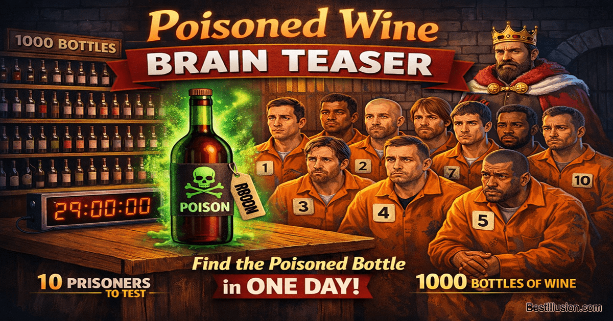 poisoned wine brain teaser with 1000 bottles and 10 prisoners logic puzzle